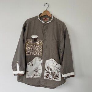 FRESNO The Jean Company Women's L Decorative Button-Down Shirt Jacket